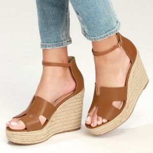 Steven Steve Madden Sirena Leather Espadrille Wedges